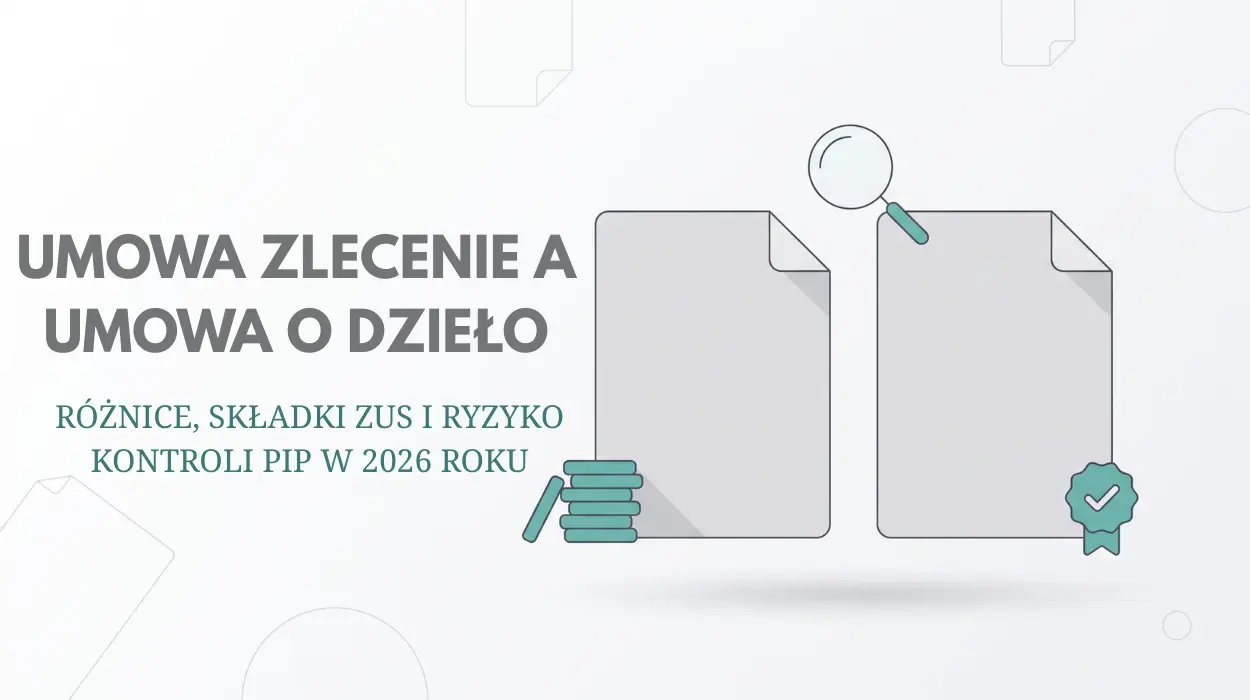 Umowa zlecenie a umowa o dzieło - różnice, składki ZUS i ryzyko kontroli PIP w 2026 roku